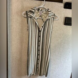 Size Medium 7-9 Green Blue White Striped Dress